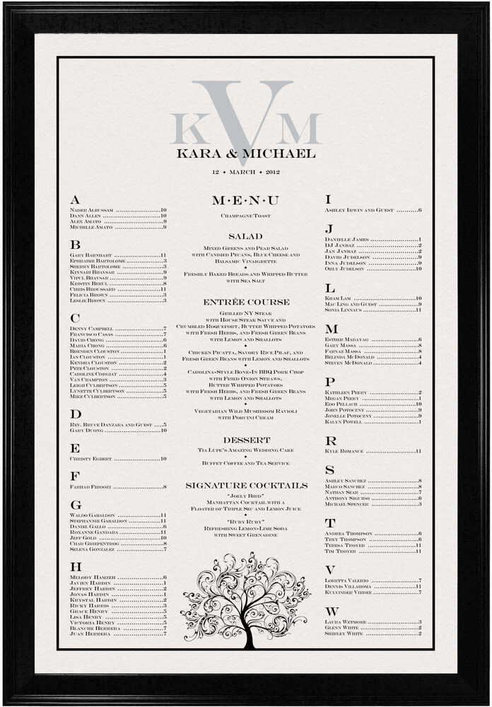 Contemporary Flourish Tree Wedding Seating Chart - Documents and Designs